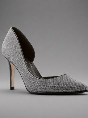 Whbm Athena Silver Glitter Pointed  Heels